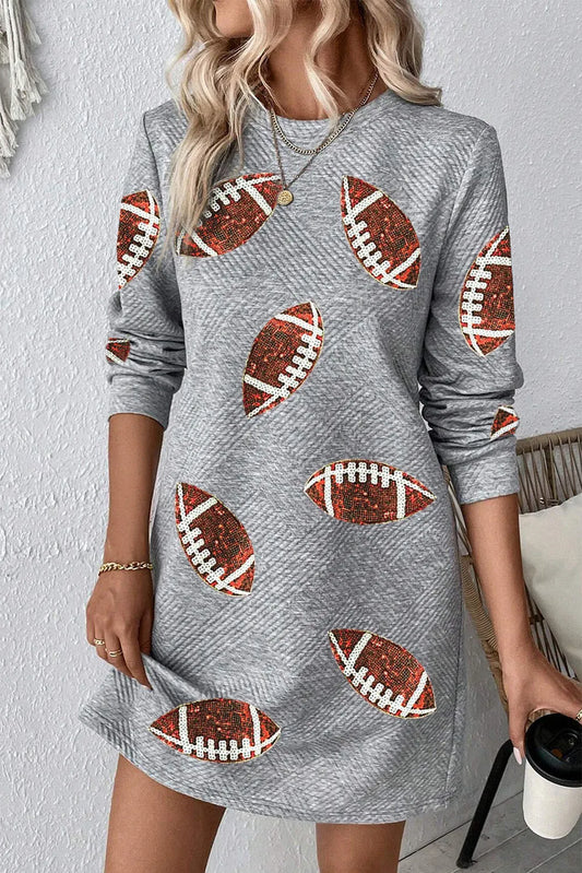 Sequin Football Long Sleeve Mini Dress